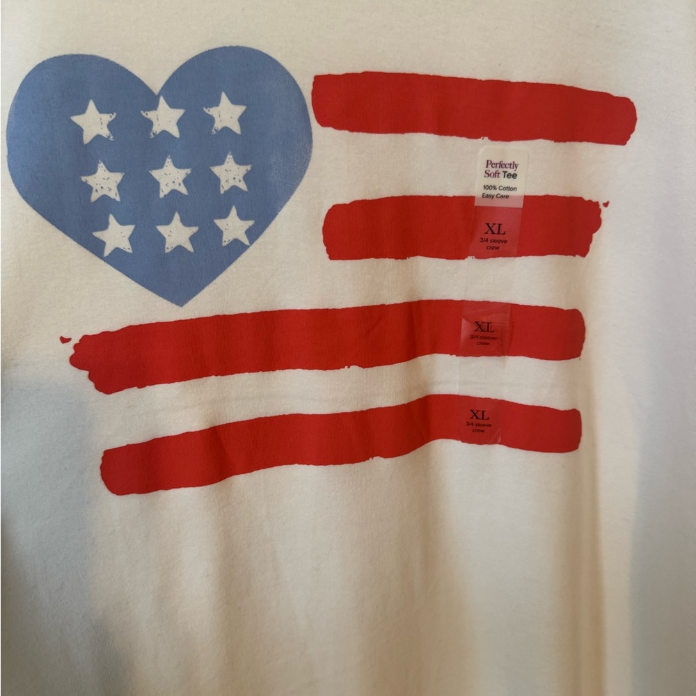 NWT Kim Rogers SUMMER/PATRIOTIC 3/4 SLEEVE TOP XLARGE #CL - Picture 2 of 6